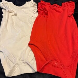 Cat & Jack Red and White Ruffled Bodysuits - Bin 14